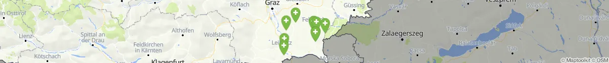 Kartenansicht für Apotheken-Notdienste in der Nähe von Gnas (Südoststeiermark, Steiermark)